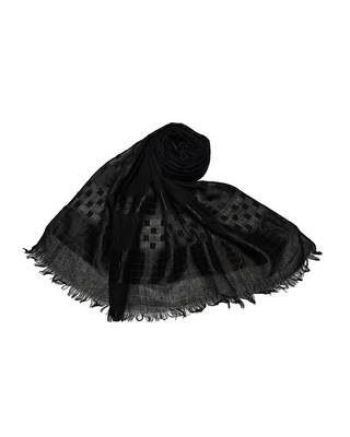 Cotton Black Collection  5 Liner Design Stole ( Black Size 75 x 185 CM ) 1
