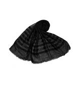 Cotton Black Collection Self embroidered Liner and Checkered Stole ( Black Size 75 x 185 CM )