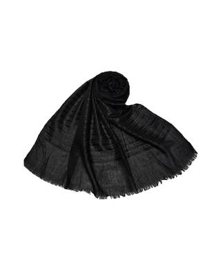 Cotton Black Self embroidered Liner and Checkered Stole ( Black Size 75 x 185 CM ) 1