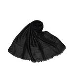 Cotton Black Self embroidered Liner and Checkered Stole ( Black Size 75 x 185 CM )