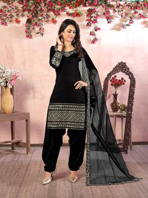 Black embroidered art silk salwar 2