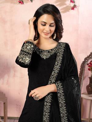 Black embroidered art silk salwar 3