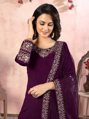 Purple embroidered art silk salwar 3
