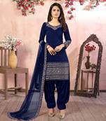 Blue embroidered art silk salwar