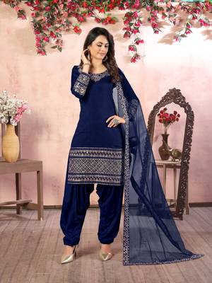 Blue embroidered art silk salwar 2