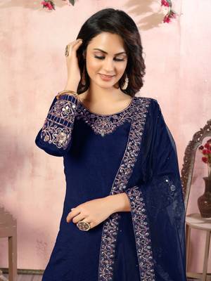 Blue embroidered art silk salwar 3