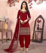 Red embroidered art silk salwar