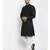 Men Black and White Cotton Solid Kurta with Pyjamas