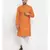 Men Orange and White Cotton Solid Kurta with Pyjamas