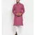Men Coral and White Cotton Solid Kurta with Pyjamas