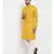Men Yellow and White Cotton Printed Kurta with Pyjamas