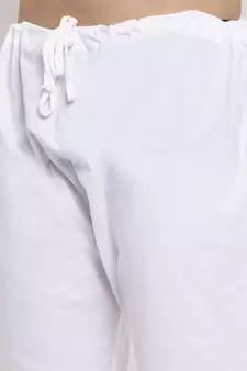 Men Mustard and White Cotton Printed Kurta with Pyjamas