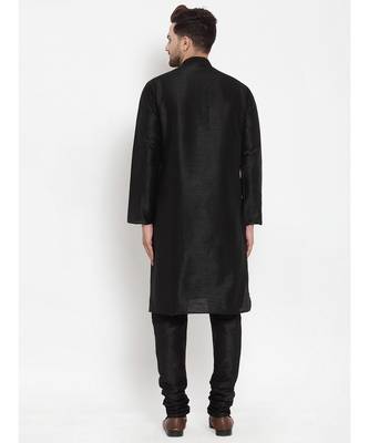 Men Black Silk Kurta with Churidar 1