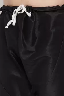 Men Black Silk Kurta with Churidar