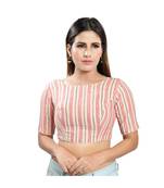 Women's Cotton Blend Elbow Sleeves Saree Blouse