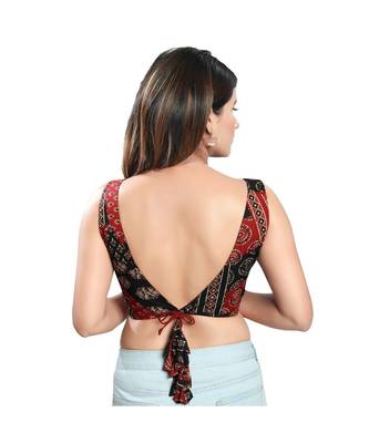 Muhenera Women's Cotton Blend Elbow Sleeves Saree Blouse 2