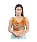 Women's Cotton Blend Elbow Sleeves Saree Blouse