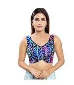 Muhenera Women's Silk Blend Sleeveless Saree Blouse