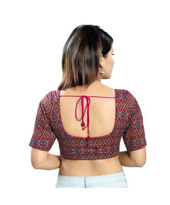 Muhenera Women's Cotton Blend Elbow Sleeves Saree Blouse 2