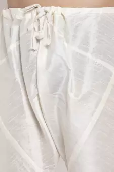 Men Cream Silk Kurta with Churidar