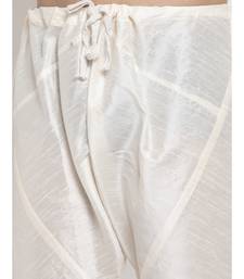 Men Cream Silk Kurta with Churidar