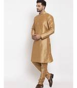 Men Gold Silk Kurta with Churidar
