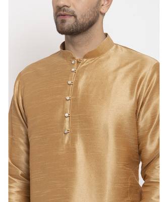 Men Gold Silk Kurta with Churidar 4