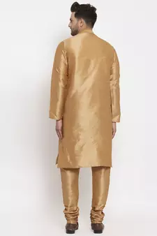 Men Gold Silk Kurta with Churidar