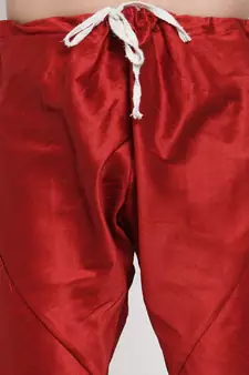Men Maroon Silk Kurta with Churidar