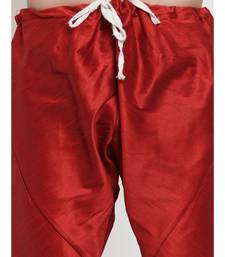 Men Maroon Silk Kurta with Churidar