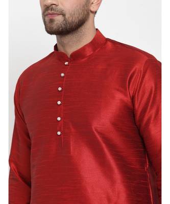 Men Maroon Silk Kurta with Churidar 4