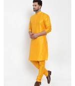 Men yellow Silk Kurta with Churidar