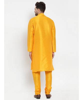 Men yellow Silk Kurta with Churidar 4