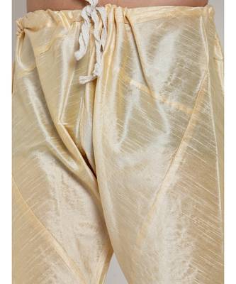 Men Beige Silk Kurta with Churidar 2