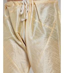 Men Beige Silk Kurta with Churidar