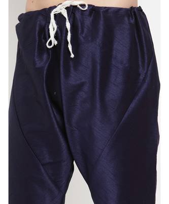 Men Navy Blue Silk Kurta with Churidar 2