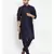 Men Navy Blue Silk Kurta with Churidar