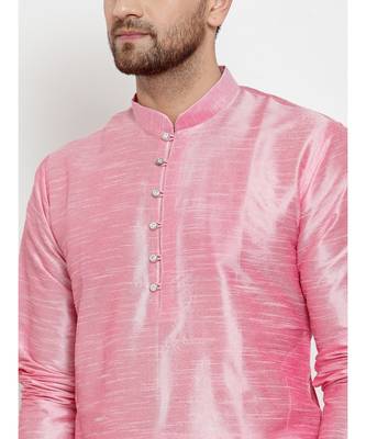 Men Pink Silk Kurta with Churidar 3