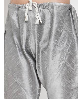 Men Silver Silk Kurta with Churidar 3