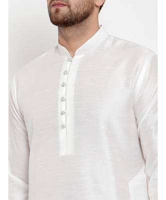 Men White Silk Kurta with Churidar 2