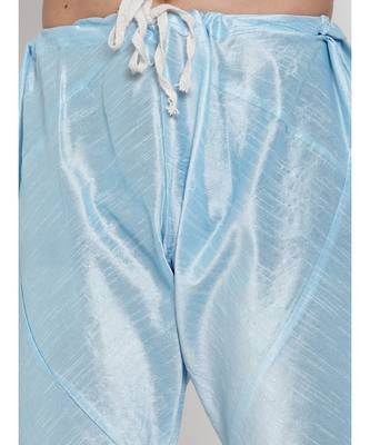 Men Turquoise Blue Silk Kurta with Churidar 2