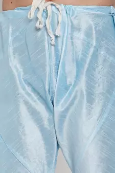 Men Turquoise Blue Silk Kurta with Churidar