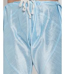 Men Turquoise Blue Silk Kurta with Churidar