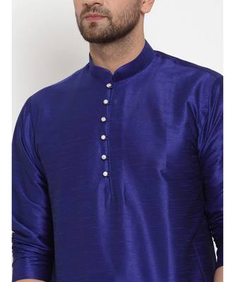 Men Royal Blue Silk Kurta with Churidar 2