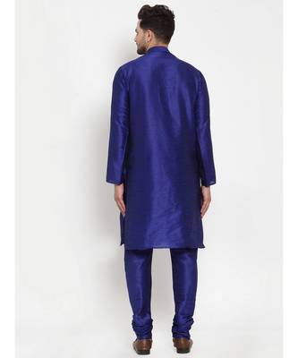 Men Royal Blue Silk Kurta with Churidar 4