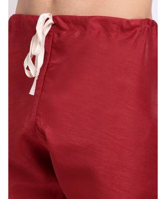 Men Silk Maroon Kurta & Churidar Set 2