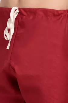 Men Silk Maroon Kurta & Churidar Set