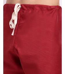 Men Silk Maroon Kurta & Churidar Set