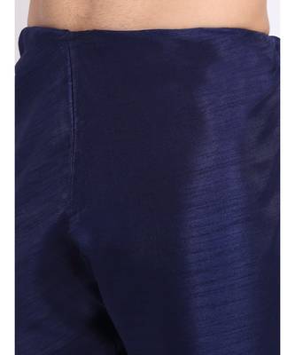 Men Silk Navy Blue Kurta & Churidar Set 2