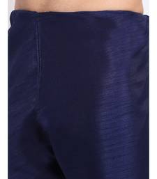 Men Silk Navy Blue Kurta & Churidar Set